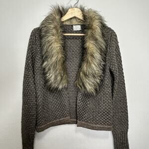 ANTHRO John & Jenn Faux Fur Shawl Collar Penny Lane Cardigan